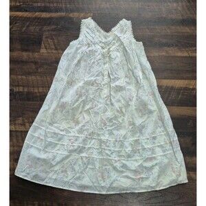 EILEEN WEST VTG Floral Lace Trim  Short Nightgown Romantic Cottage L White